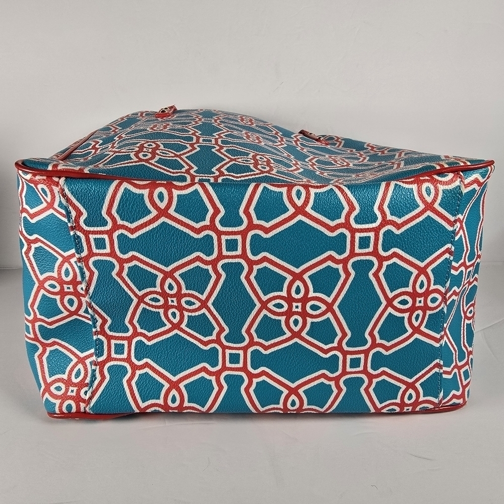 Kate Spade Moroccan Market Expandable Tote Bag In Turqouise/Flame Shoulder Bag - Picture 6 of 16
